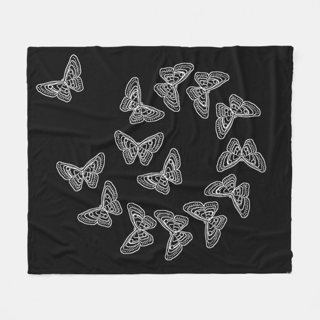 Cobertor De Velo Lacy Butterflies Fleece Blanket (Frente (Horizontal))
