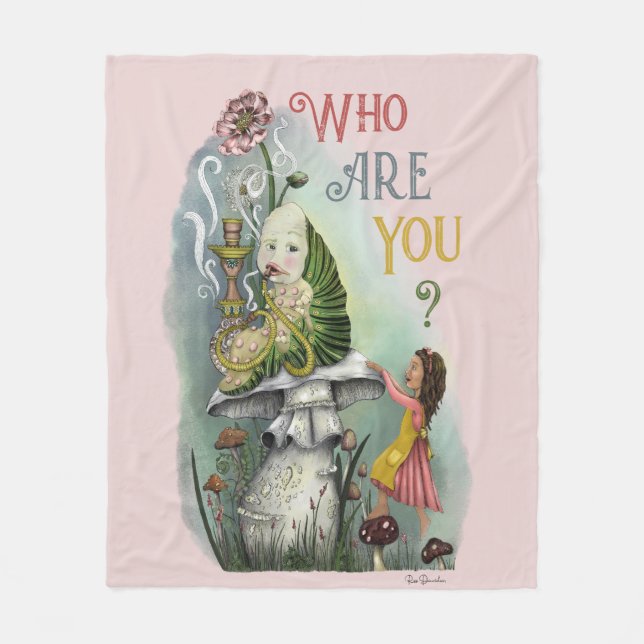 Cobertor De Velo Lagarta rosa-branca em Alice na Arte Maravilha (Frente)