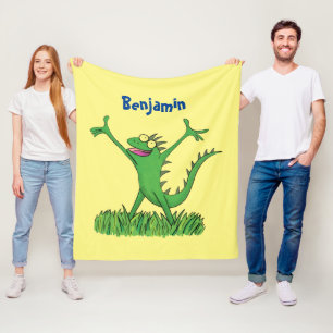 Cobertor De Velo Lagarto animado animado com iguana verde engraçado