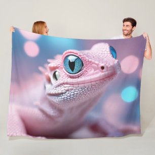 Cobertor De Velo Lagarto Rosa Bonito com Olhos Azuis Grandes