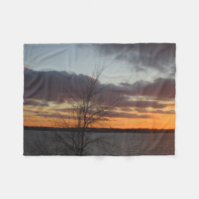 Cobertor De Velo Lago Sunset Fleece Blanket (Frente (Horizontal))