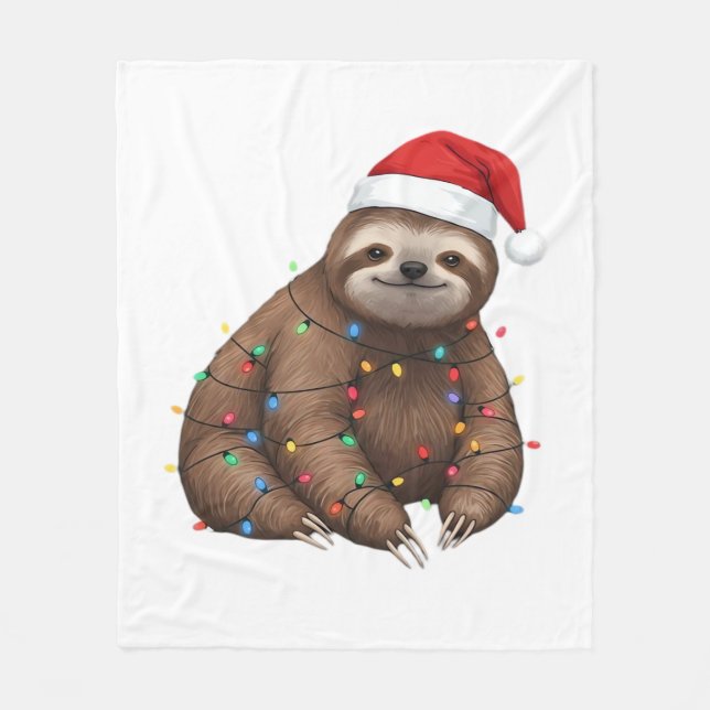 Cobertor De Velo Lama Adorável Embrulhada em Luzes de Férias Clássi (Frente)