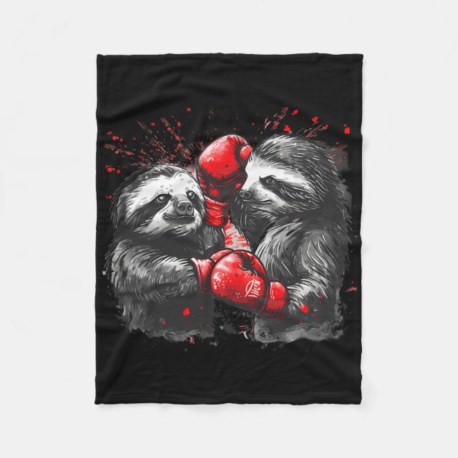 Cobertor De Velo Lama de Boxing com luvas de boxe Engraçada B (Frente)