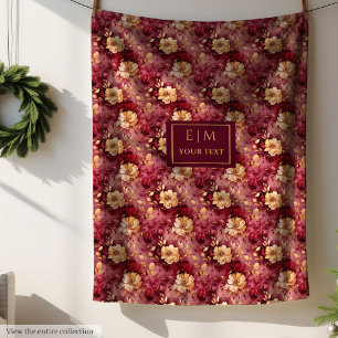 Cobertor De Velo Lança Dourada Personalizada Burgundy Blush