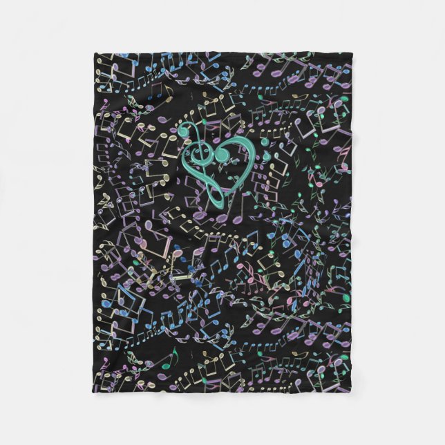 Cobertor De Velo Lance Glittery do melómano das notas musicais do (Frente)