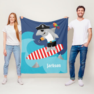 Cobertor De Velo Lance surfando colorido do tubarão do pirata do