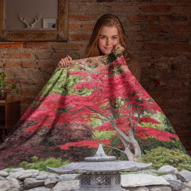 Cobertor De Velo Lanterna do Jardim Japonês e Foto das Folhas Verme (In Situ)