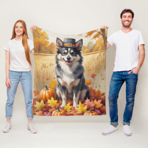 Cobertor De Velo Lapphund Finlandês No Outono Deixa A Arte De Ação 