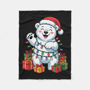 Cobertor De Velo Lar Bear Santa Chapéu Amantes de Animais Natal Fei