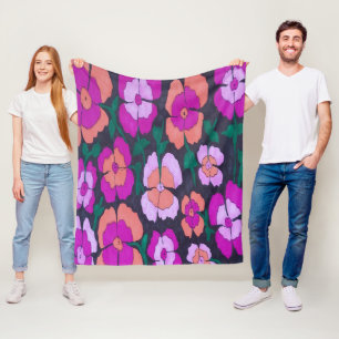 Cobertor De Velo Laranja Cor-de-rosa e Floral Preto