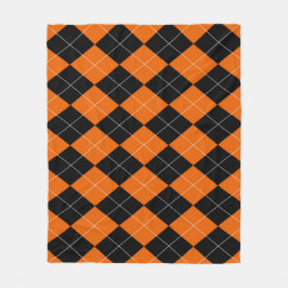 Cobertor De Velo Laranja e Negra Argyle Fleece Blanket