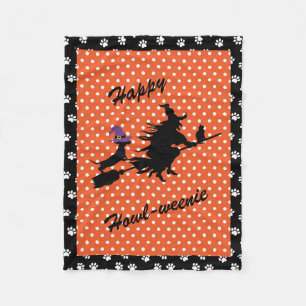 Cobertor De Velo Laranja e Preto Halloween Dachshund Fleece