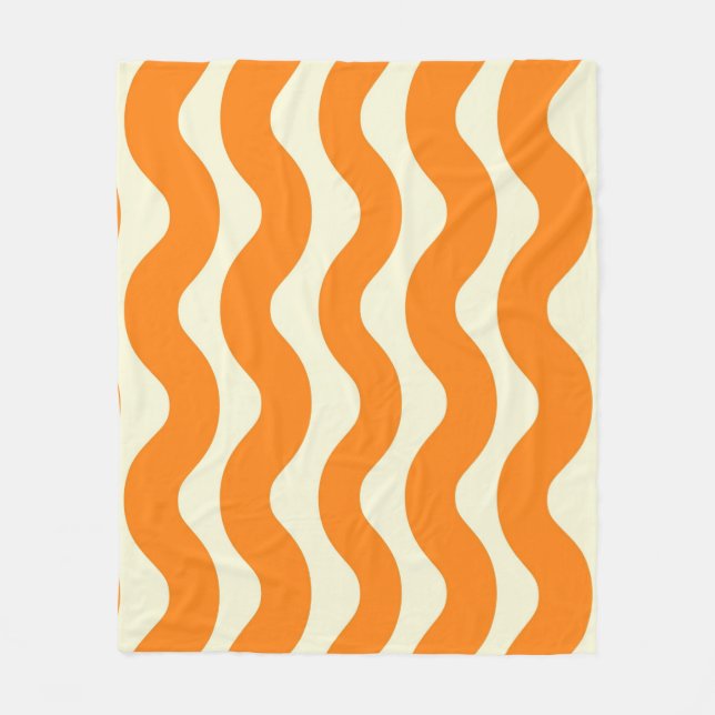 Cobertor De Velo Laranja Groovy Wavy Stripe Abstrato moderno Primav (Frente)
