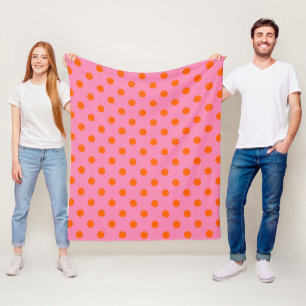 Cobertor De Velo Laranja no Design de padrão Bolinhas cor-de-rosa