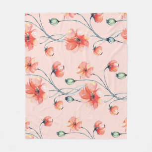 Cobertor De Velo Laranja Popy Watercolor: Vintage Floral Design