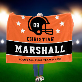 Cobertor De Velo Laranja Preto Futebol Nome Número Personalizado