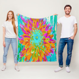 Cobertor De Velo Laranja Tropical e Dália Rosa Quente