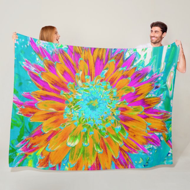 Cobertor De Velo Laranja Tropical e Dália Rosa Quente (In Situ)