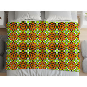 Cobertor De Velo Laranja, verde e azul padrão