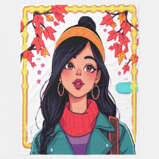 Cobertor De Velo Large Autumn Girl Fleece Blanket – Cozy Oversized 
