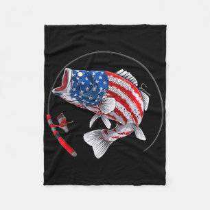 Cobertor De Velo Largemouth B Fish EUA Bandeira Americana Pesca