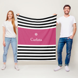Cobertor De Velo Largo Preto Horizontal Stripes Cor-de-rosa Escuro
