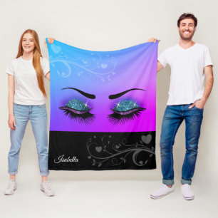 Cobertor De Velo Lashes bonito - Roxo e Brilho Azul