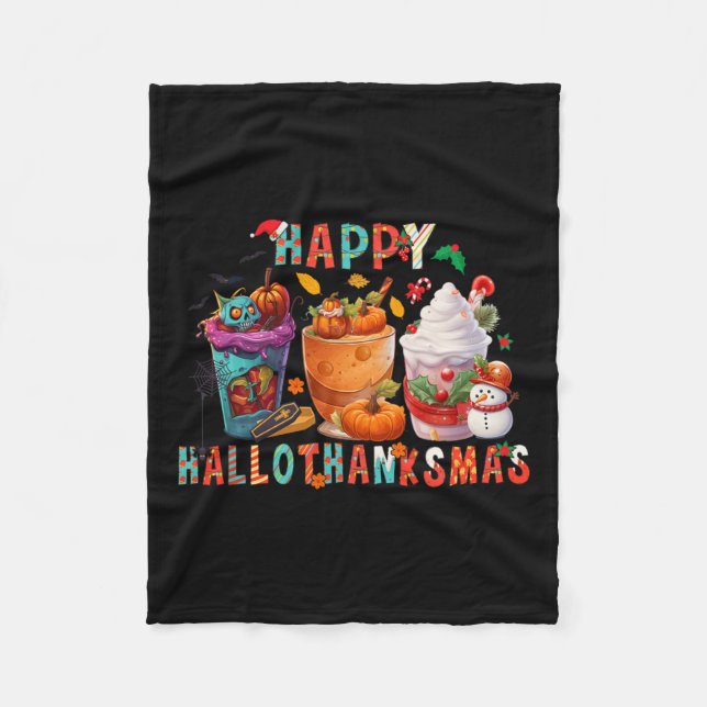 Cobertor De Velo Latas Felizes Hallothanksmas Pumpkin Xmas Pre (Frente)