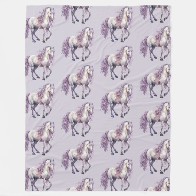 Cobertor De Velo Lavanda Branca de Cavalo Floral (Frente)
