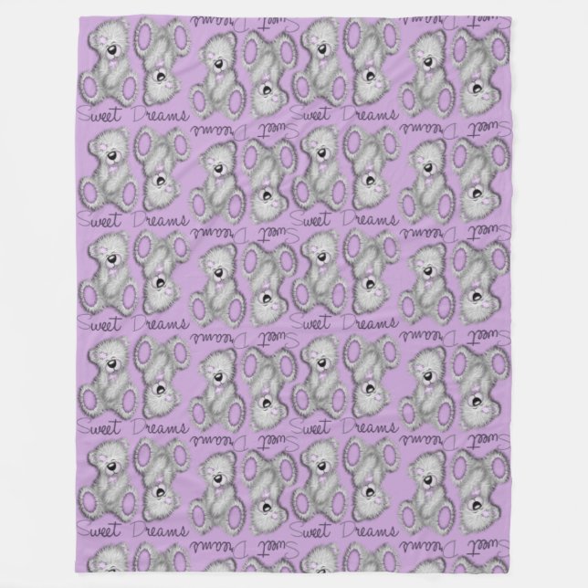 Cobertor De Velo Lavanda com som de Ursinho dos Sonhos Doce (Frente)