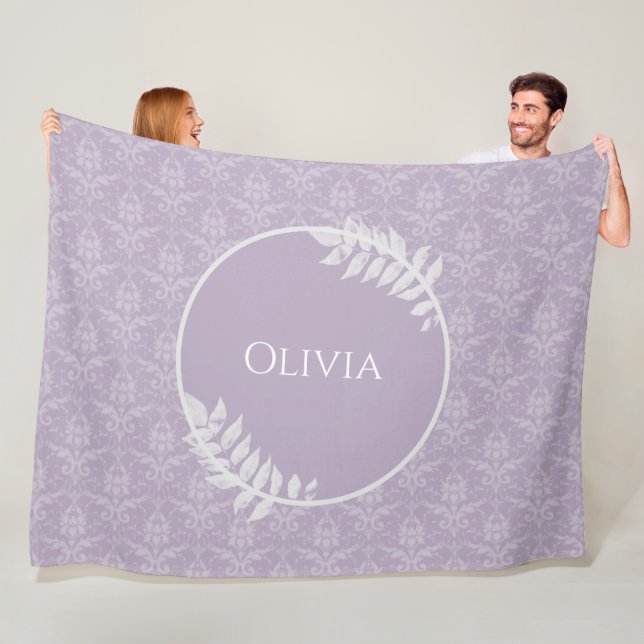 Cobertor De Velo Lavanda Elegante Damask Personalizado (In Situ)