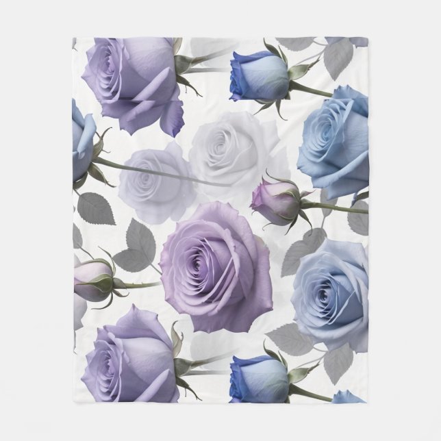 Cobertor De Velo Lavender And Blue Roses Set On A Cloudy Gray (Frente)