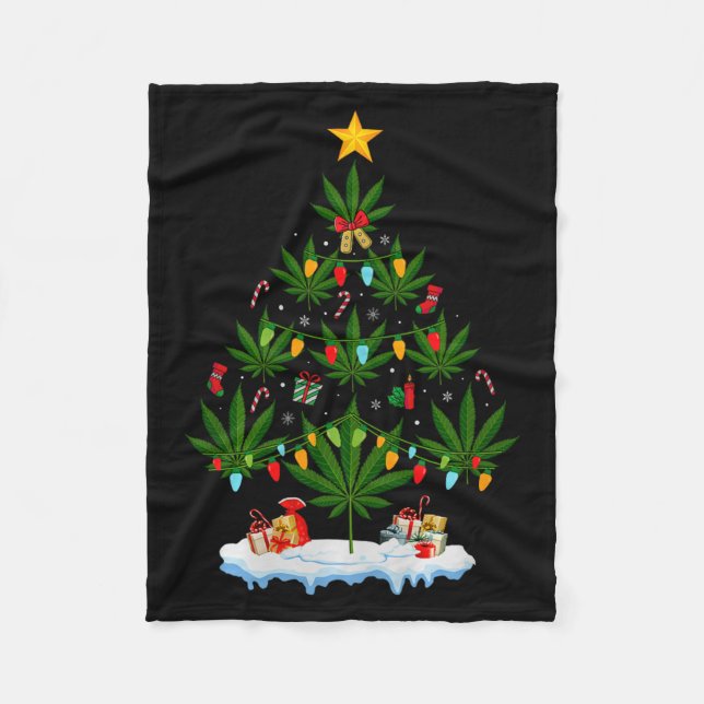 Cobertor De Velo Leaf Christmas Tree Weed Stoner Xmas Premium Tri-b (Frente)