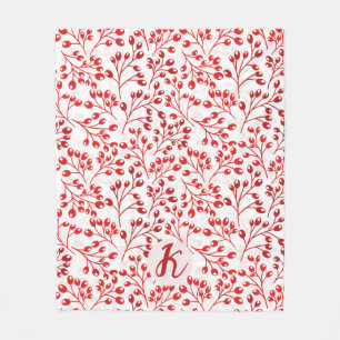 Cobertor De Velo Leafy Red Pattern Modern Elegant Monogrammed