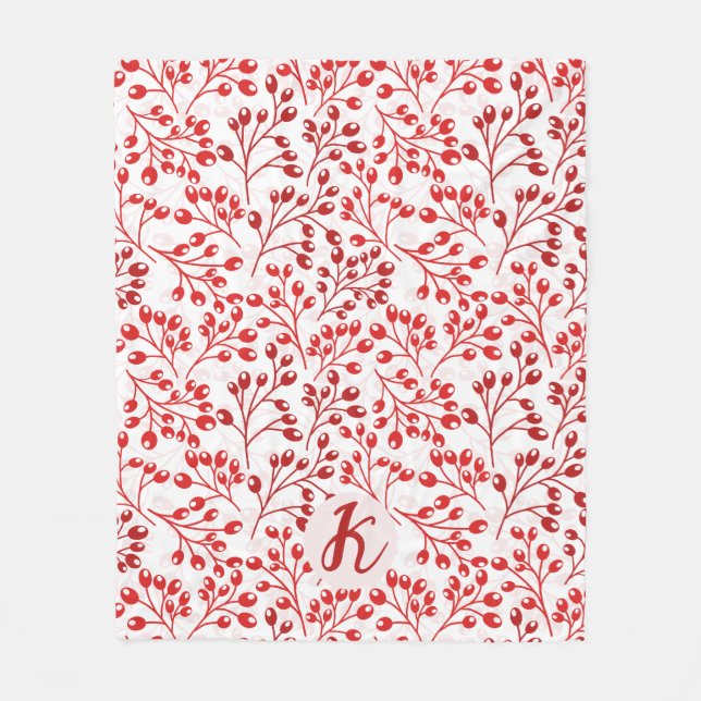 Cobertor De Velo Leafy Red Pattern Modern Elegant Monogrammed (Frente)
