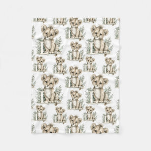 Cobertor De Velo Leão alfabeto de animais bebês em aquarela fofa