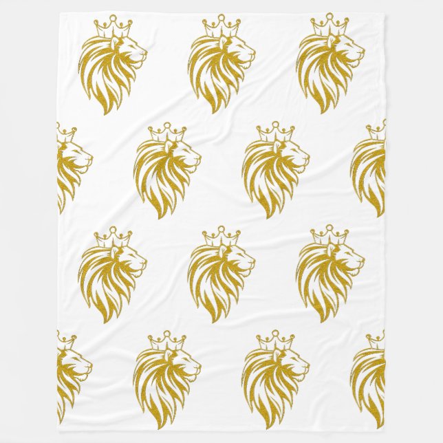 Cobertor De Velo Leão com Coroa - Estilo Dourado 2 (Frente)