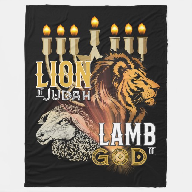 Cobertor De Velo Leão De Judah Lamb De Deus Folheto (Frente)
