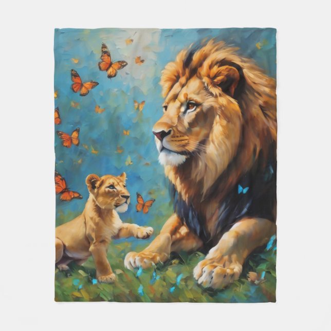 Cobertor De Velo Leão E Cubo (Frente)