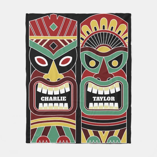 Cobertor De Velo Legal Tiki Totems nomes personalizados flece blank (Frente)