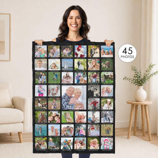 Cobertor De Velo Legendas Personalizadas de Colagem de 45 Fotos na  (Criador carregado)