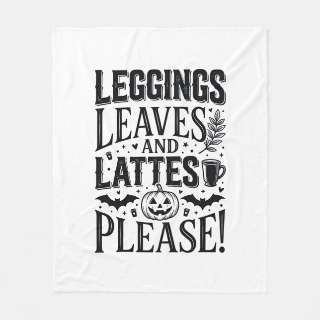Cobertor De Velo Leggings Folhas Lattes Halloween Outono Design de  (Frente)