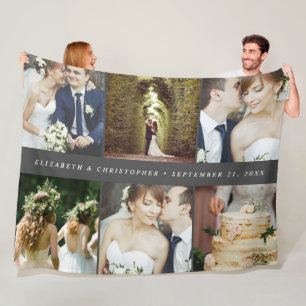 Cobertor De Velo Lembrança de Casamento Colagem de Fotos 6 Quadrada