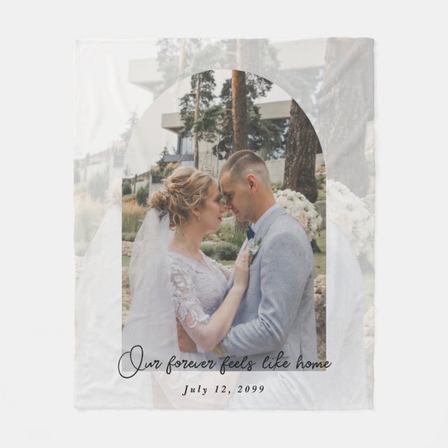 Cobertor De Velo Lembrança Personalizada de Foto de Casamento com A (Frente)