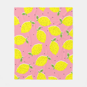 Cobertor De Velo Lêmons caóticos cor-de-rosa Polka: Padrão Citrus