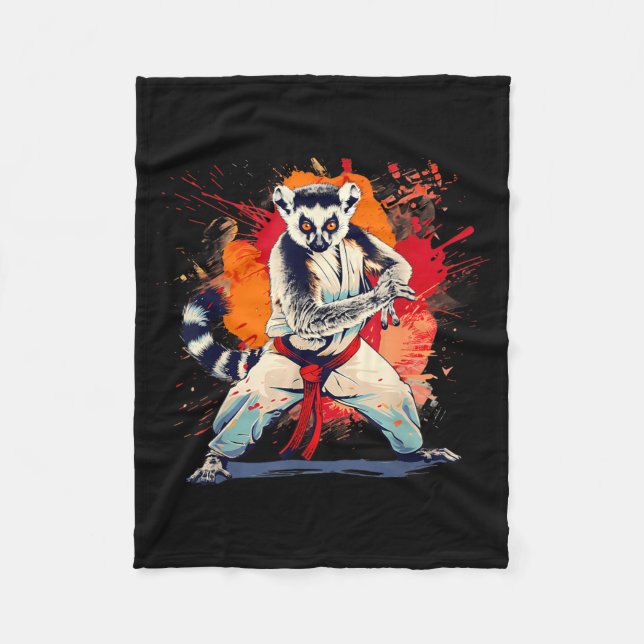 Cobertor De Velo Lêmure Kickboxing Taekwondo Caratê MMA Engraçado (Frente)