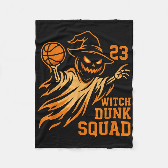 Cobertor De Velo Lendas Usam 23 Halloween Bruxa Dunk Squad Basquete (Frente)