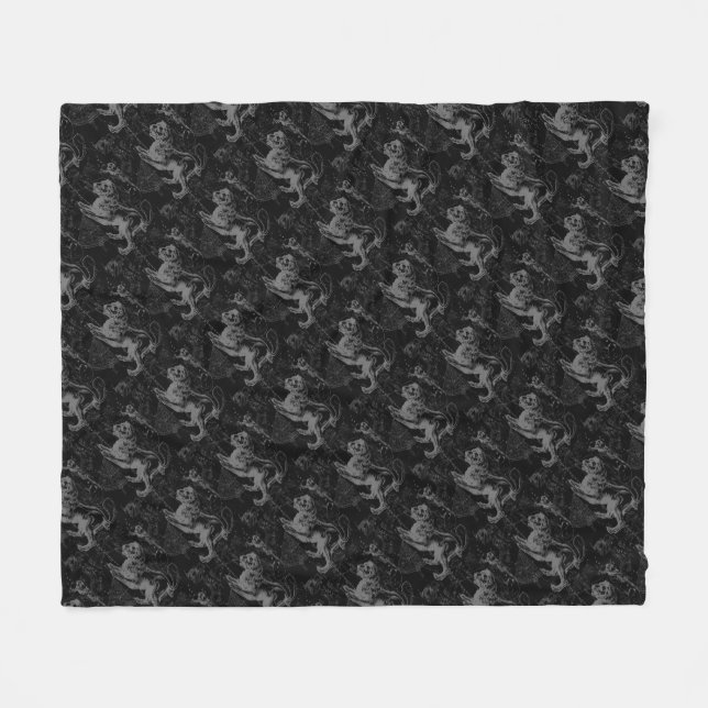 Cobertor De Velo Leo Constelle Hevelius 1690 em preto (Frente (Horizontal))