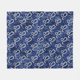 Cobertor De Velo Leo Zodiac Símbolo da Camuflagem Digital Azul Mar