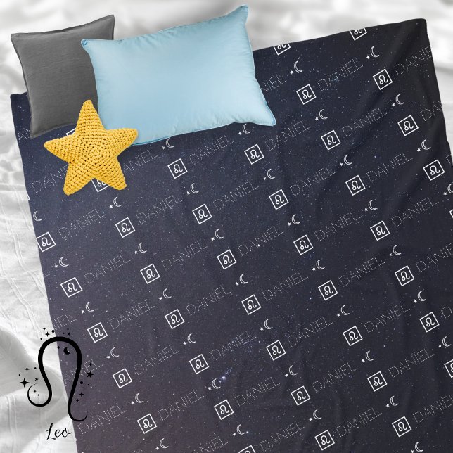 Cobertor De Velo Leo Zodiac - Sinal de Nome Constelação Estrelas de (Leo Zodiac Sign Symbol Personalized Repeating Name Seamless Pattern Starry Night Sky Moon Blanket
)
